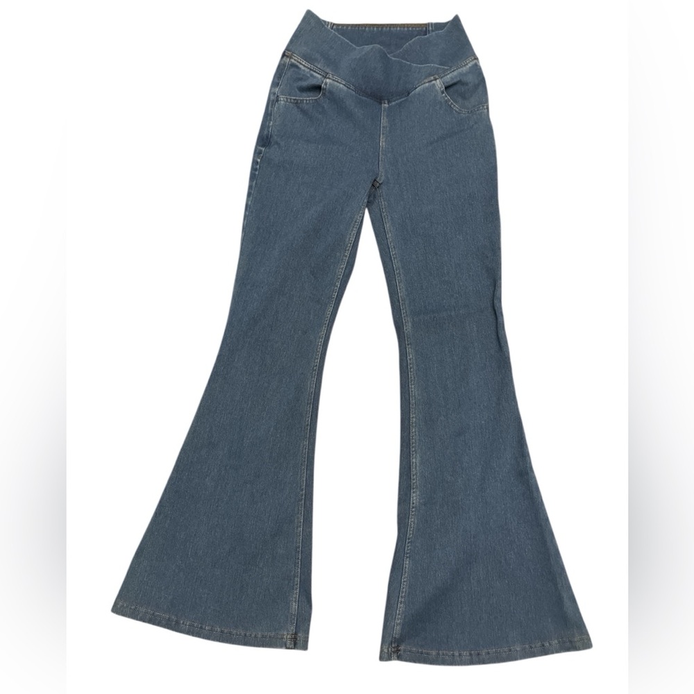 Halara, Stretch, High Waisted Crossover, Bell Bottom Jeans, Size S, Petite